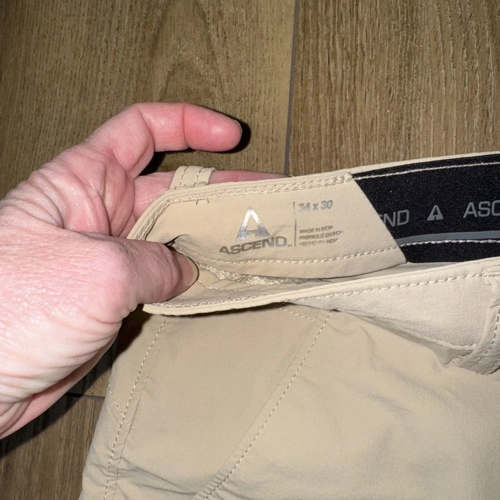 Ascend Nylon Hiking Chino Pants Mens 34X30‎ Beige Tan Stretch Comfort